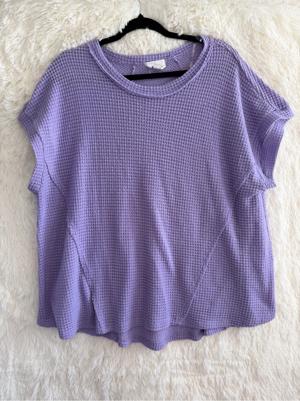 Andree by Unit Womens Boho-Chic Oversized Waffle Knit Top Size M/L Purple Lounge